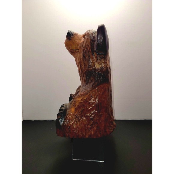 Vintage Hand Carved Bear Solid Wood Marble Eyes Medium 12" Monterey CA Wharf - Picture 11 of 16